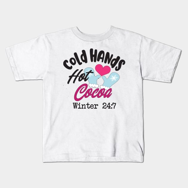 Cold Hands Hot Cocoa Kids T-Shirt by By Diane Maclaine
